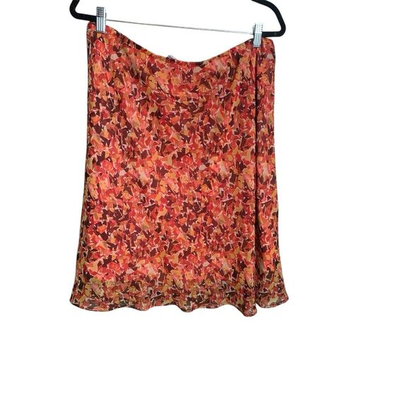 Colorful Skirt Womens Size 16 Orange Red Brown Flirty Pull On Flowy Beach Party - Picture 4 of 9